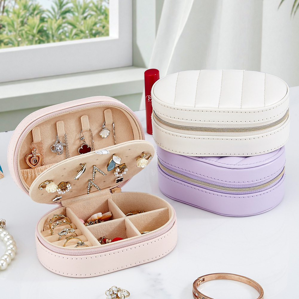 Travel Accessories Bd - صندوق تخزين مجوهرات بيضاوي محمول للمنزل