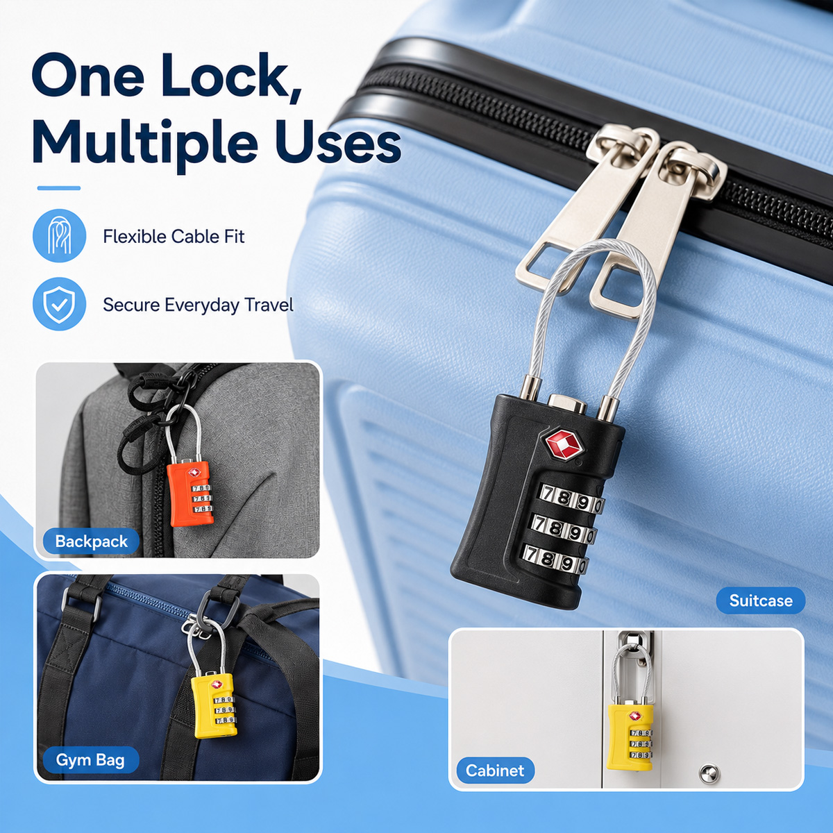 قفل أمتعة معتمد من TSA، قفل بك - مراجعة Cable Lock Combination وسعره