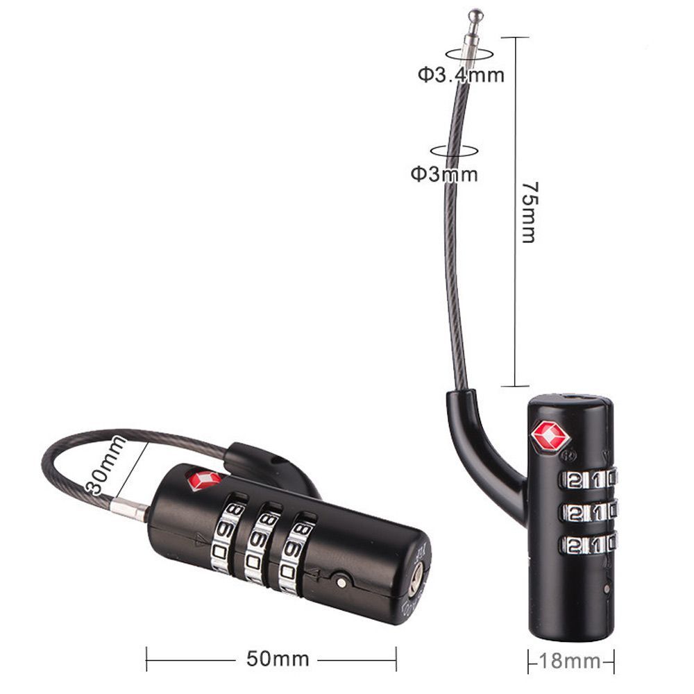 قفل أمتعة مقاوم للماء بكابل، ق - مراجعة Cable Lock Combination وسعره