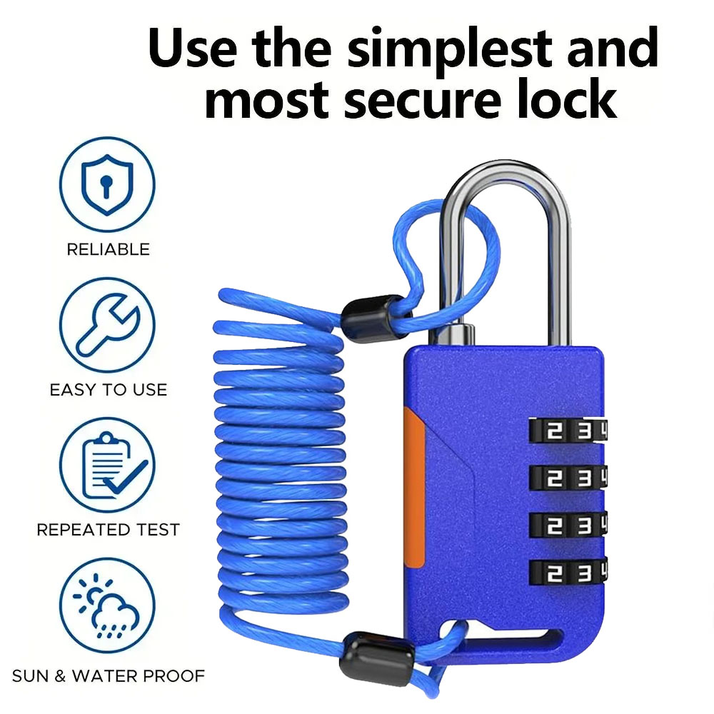 قفل مجمع مكون من 4 أرقام مع كا - مراجعة Cable Lock Combination وسعره